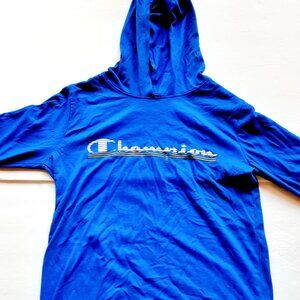 Champion Boys T-Shirt Blue Hoodie Long Sleeve Size 10-12